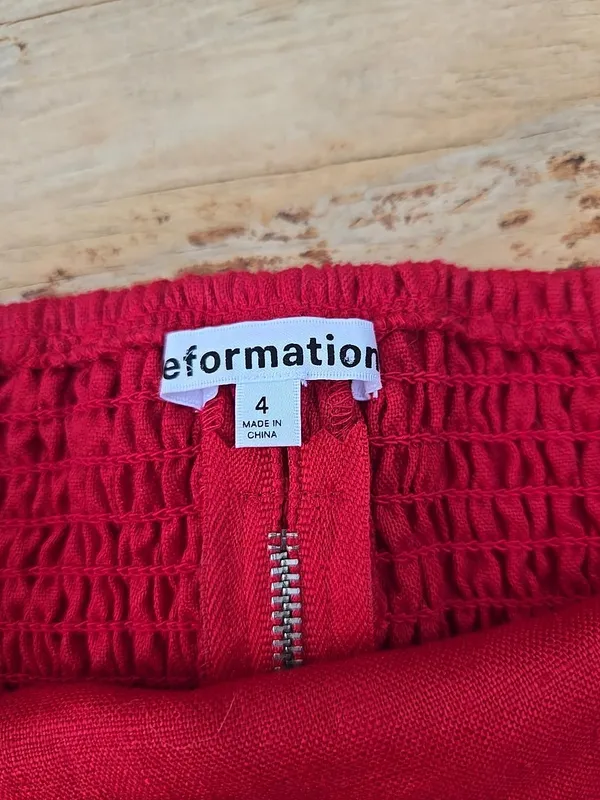 Reformation Red Linen Strapless Tube Top Size 4 - Image 2