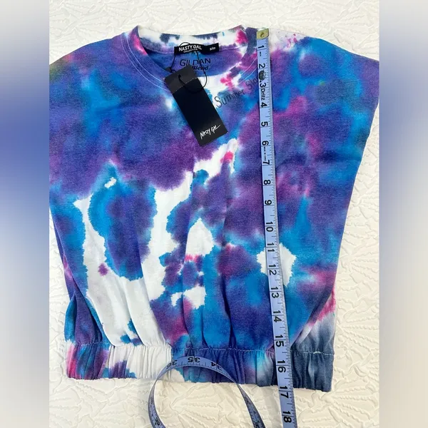 Nasty Gal Tie-Dye Tee with Blue and Purple size S/M NWT - Image 3