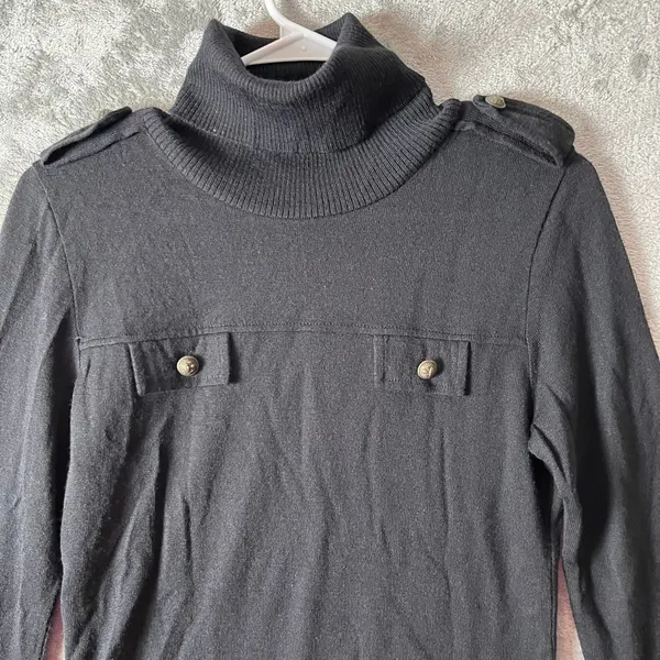 Aldo Martins Black Turtleneck Sweater Button Detail Ribbed Collar Minimalist 6‎ - Image 7