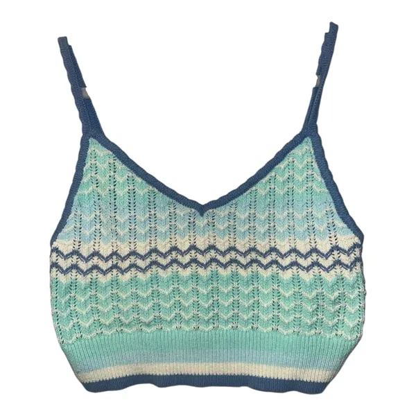American‎ Eagle Blue Crochet Crop Tank Top, Large - Image 2