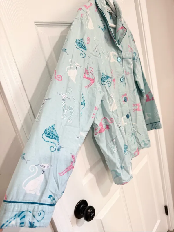 Delicates Cat Print Cotton Pajama Set Cozy Playful Lounge Large Sleepwear - Image 5
