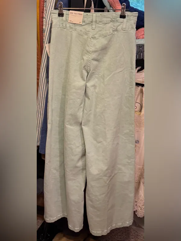 NWT Free People We The Free Libre Wide-Leg Jeans - Cameo Green Turquoise - 27 - Image 8