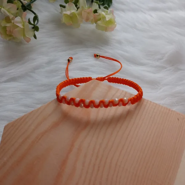 Hand Made Adjustable Bracelet Orange - Image 2