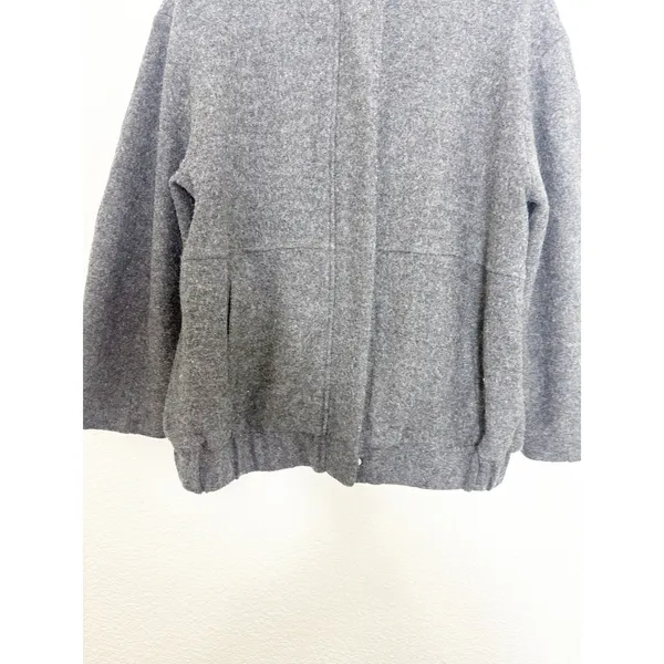 Zara Oversized Wool Blend Bomber Jacket Size Small Dark Gray 8372/313 Chic - Image 9