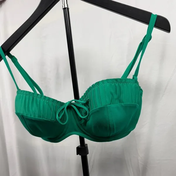 Seafolly Women's Sz 12/D-Cup Underwired High Waisted Green 2-Piece Bikini Set - Image 3