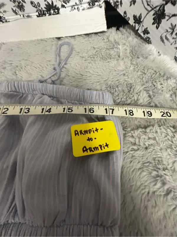 American Eagle Striped Lavender Button-Front Cropped Cami - Image 3
