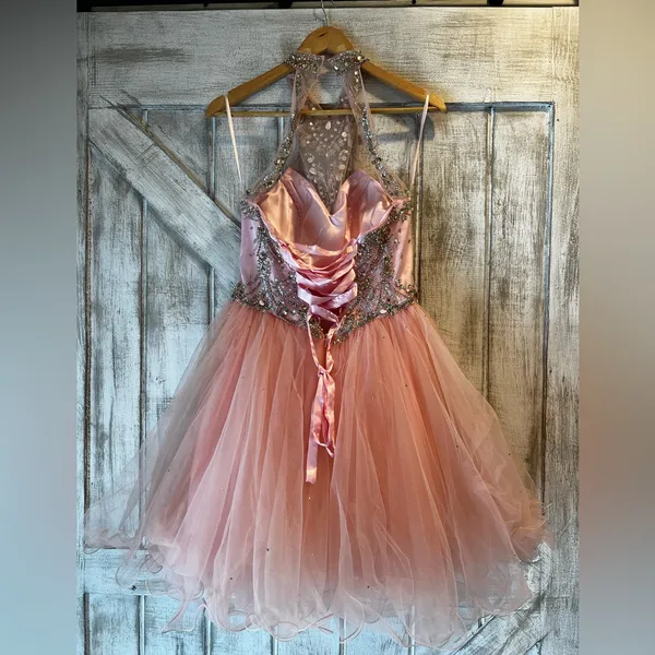 Embellished Halter A-line‎ Prom or Homecoming Dress Size small. Lace up back - Image 4