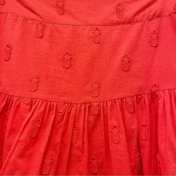 NWT Farm Rio Ruffled 3-D Pineapple Mini Skirt Size Medium Warm Red Tropical NEW - Image 10