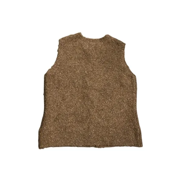 Rachel Zoe Brown Wool Blend Button Up Sweater Vest M Cottagecore Lagenlook NWT - Image 3