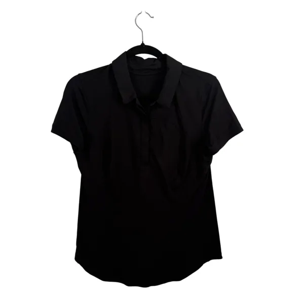 Lululemon Quick Drying Short Sleeve Polo Shirt Black Active Golf Tennis Womens 8 - Image 2
