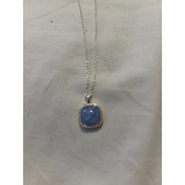 Silver Tone Necklace‎ with Light Blue Square Pendant Women's Jewelry - Image 4