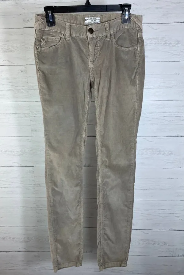 Free People Tan Skinny Corduroy Pants Sz 26 - Image 2