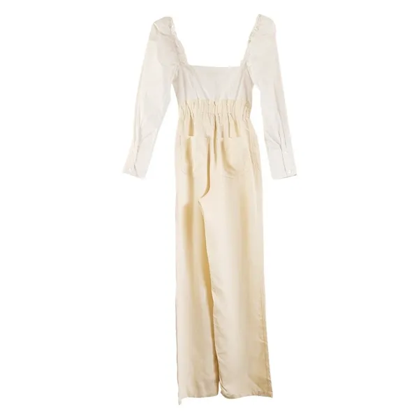 WeWoreWhat Shirt Jumpsuit Ivory NEW Size XS Long Sleeve Paperbag Waist Pant‎ - Image 7
