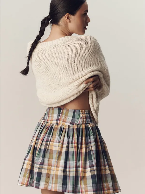 Maeve Anthropologie Plaid Mini Skirt Size M Preppy Y2K Cottagecore - Image 2