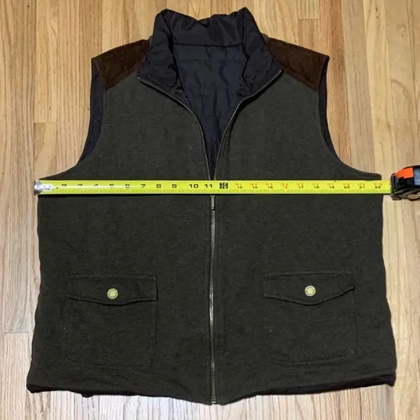 Lauren Ralph Lauren Dark Olive Green + Brown Zip Up Vest size XL‎ - Image 3
