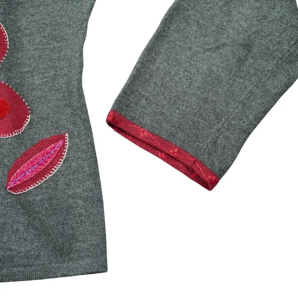 Sigrid Olsen Cottagecore 90s Gray Floral Beaded Cardigan‎ Sweater Cute Soft Girl - Image 7