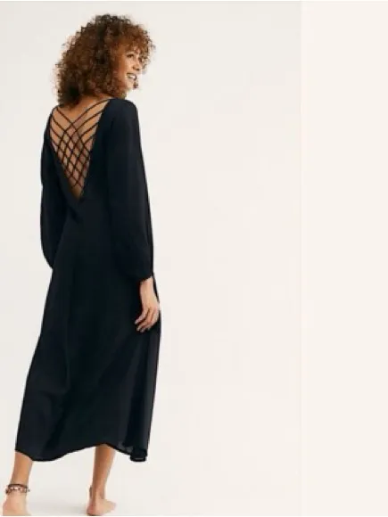 Free People Later Days Hi-Low Midi Dress Black - Image 2