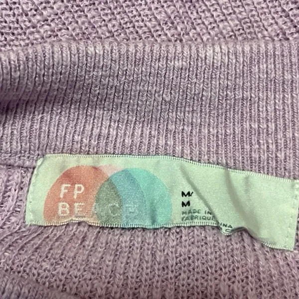 Free People Women's Purple Knitted Crew Neck Long Sleeve Pullover Sweater Top M - Image 4