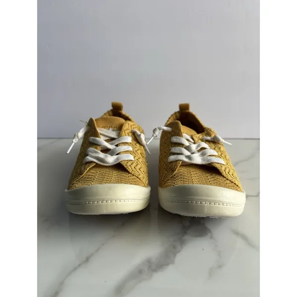 Roxy Bayshore Knit Slip On Sneakers Mustard Yellow Boho Beachy Size 6M - Image 4