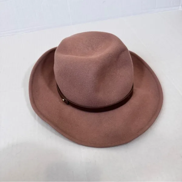 Free People Chocolate Brown Suede Wool Wide Brim Hat Boho OS Fall Casual - Image 4