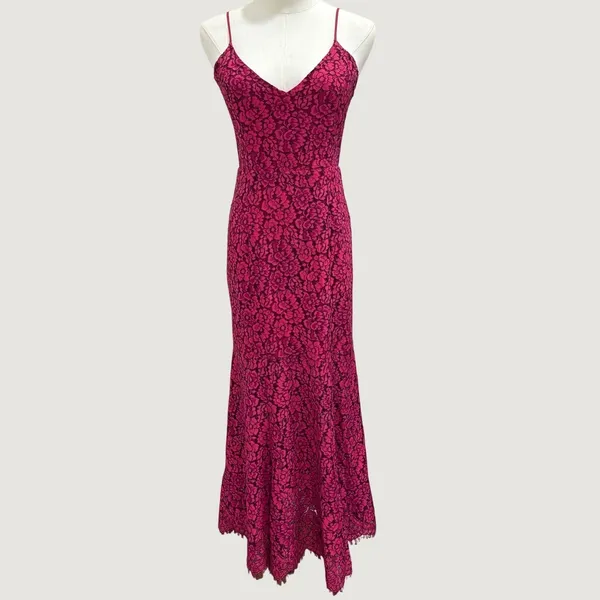 NBD Brielle Lace Midi Dress Raspberry Magenta Pink V-Neck Revolve Cocktail Small - Image 2