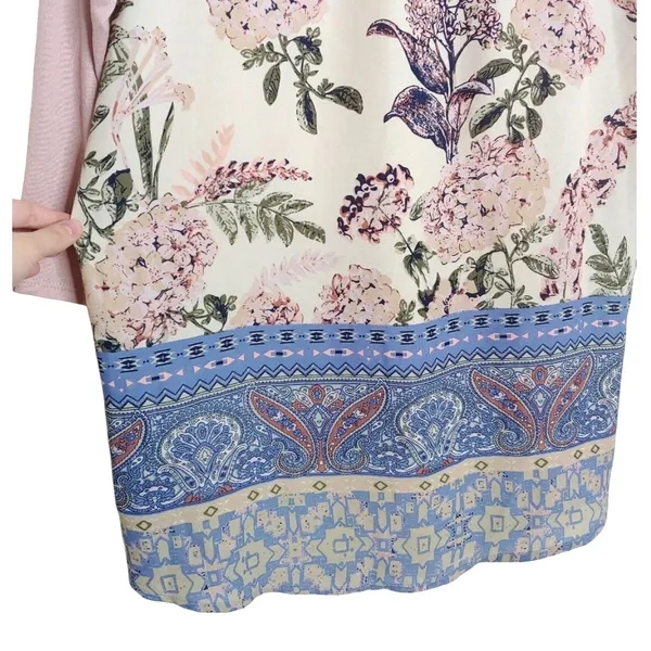 Womens Floral Paisley‎ Tunic Top L 3/4 Sleeve Pink Mixed Media Le Lis Spring NWT - Image 13