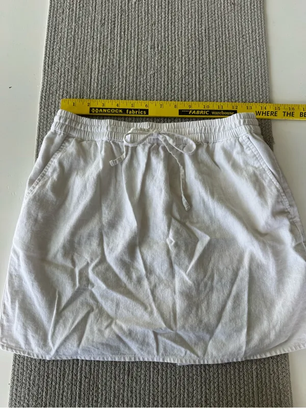 Forever 21 White Linen Drawstring Waist Mini Skirt Size XS - Image 5