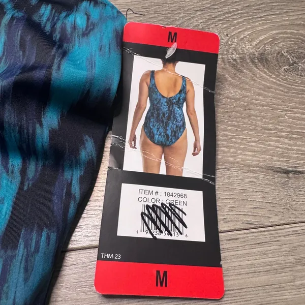 TYR Womens Controlfit One Piece Swimsuit Teal Blue Abstract UPF 50+ Size M‎ NWT - Image 6