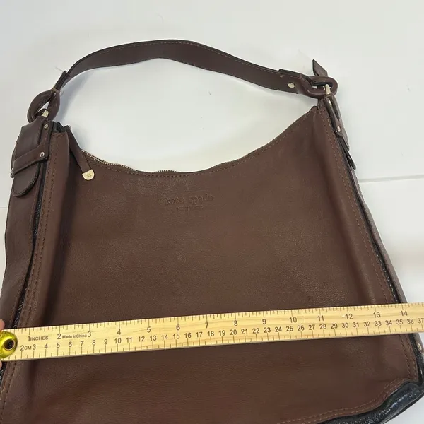 Kate Spade New‎ York Leather Hobo Shoulder Bag Purse Brown Gold Tone Hardware - Image 13