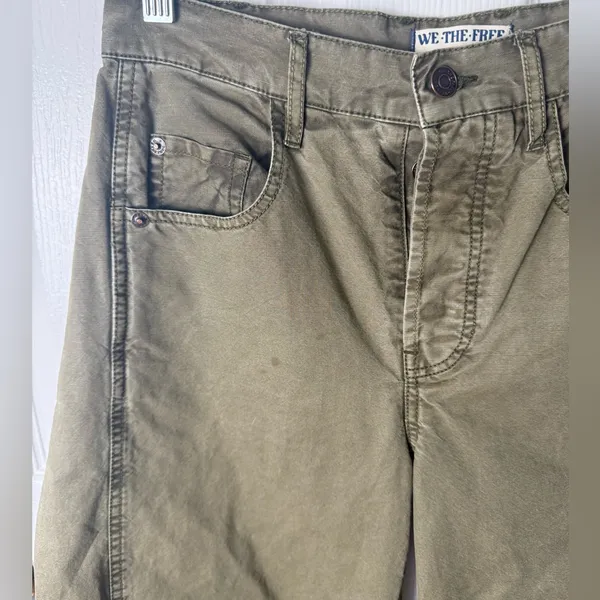 Free People Good Luck Barrel Leg Pants in Olive Green 24 - Image 4