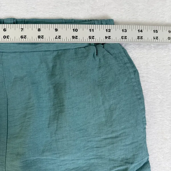 Happily Grey Teal‎ Green Wide Leg Textured Elastic Waist Pants Small - Image 3
