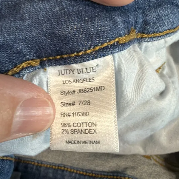 Judy Blue Distressed Skinny Jeans Blue Mid Rise Raw Hem Cuffed‎ Denim 30x28 - Image 10
