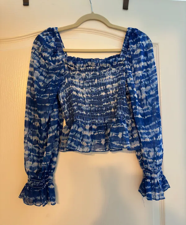 Blue And White Long Sleeve Top Size L - Image 2