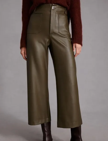 Anthropologie Maeve The Colette Faux Leather Wide-Leg Pants 25 - Image 5