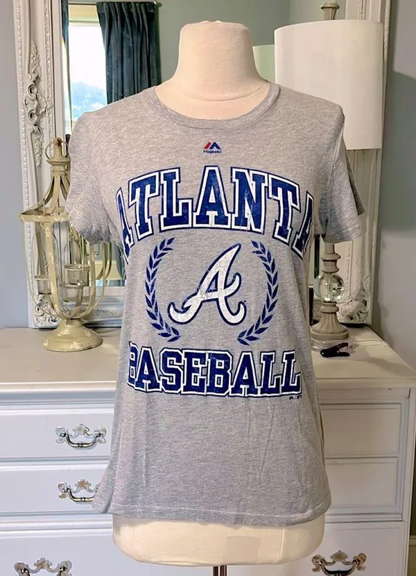 Majestic Atlanta Braves Baseball Shirt Womens Medium - Image 3