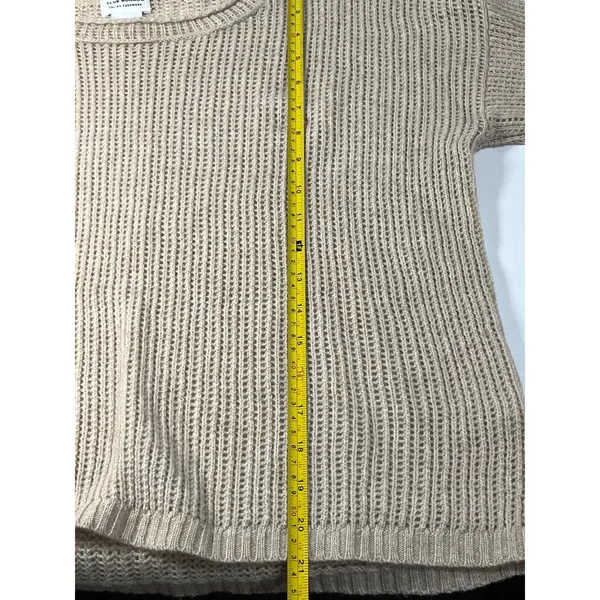 Club Monaco Italian‎ Cashmere Open Knit Sweater Beige M Medium Loose Fit - Image 5