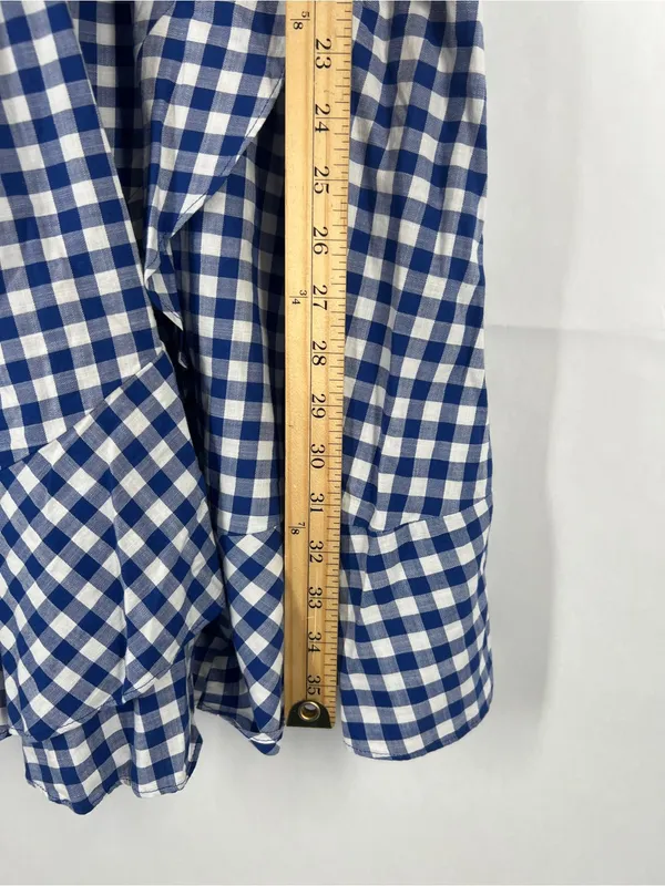 Express Blue and White Gingham One-Piece Romper - Image 12