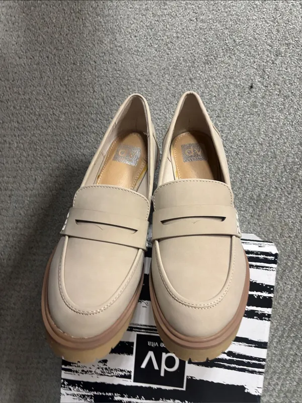 DV By Dolce Vita Jayjay Faux Leather Block Heel Lug Loafers, Dune - Size 9.5 - Image 5