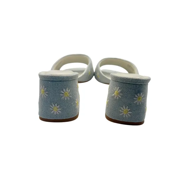 Oasis‎ Society Altar'd State Olive Denim Daisy Embroidered Mules Sandals New 7.5 - Image 6