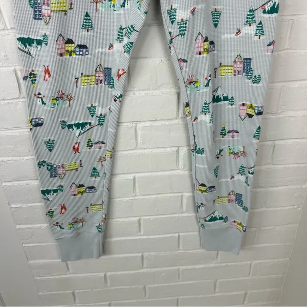 Old Navy Waffle Knit Holiday Winter Print Lounge Pants Size L - Image 5