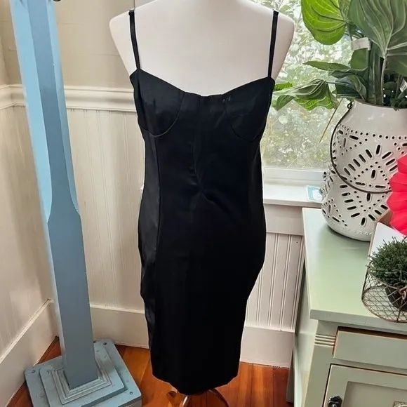 Puntoevirgola Roma Black Satin Corset Bustier Midi Dress IT 46 US 10 - Image 9