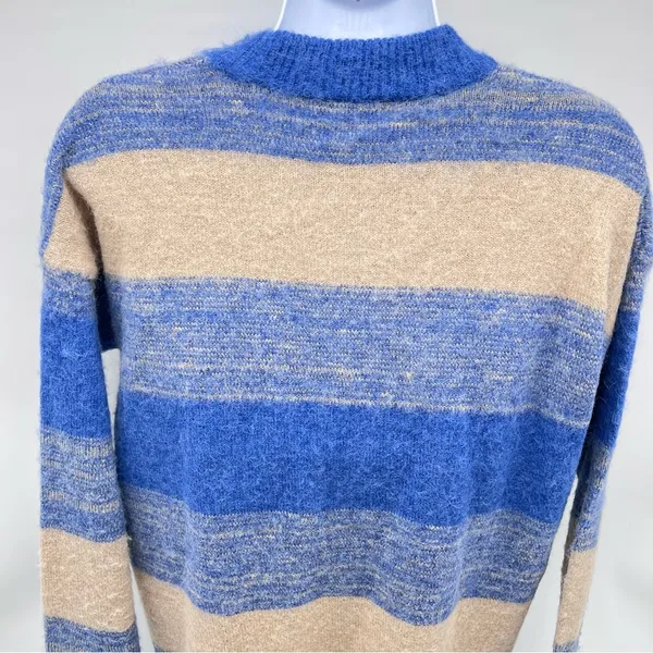 Madewell Blue and Tan Crewneck Sweater-Size XS - Image 6
