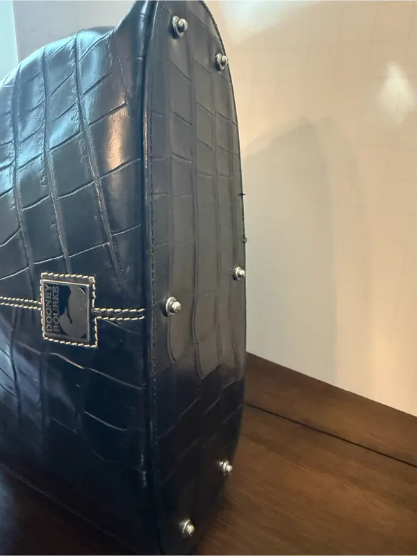 Vintage Dooney & Bourke Black Croc-Embossed Leather Hobo Shoulder Bag - Image 8