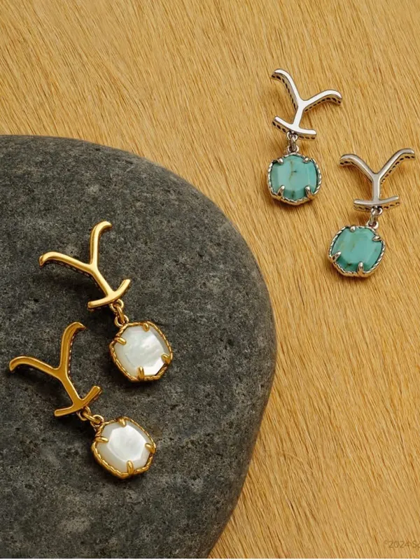 Kendra Scott x Yellowstone Dutton Drop Earrings Vintage Silver Turquoise - Image 6