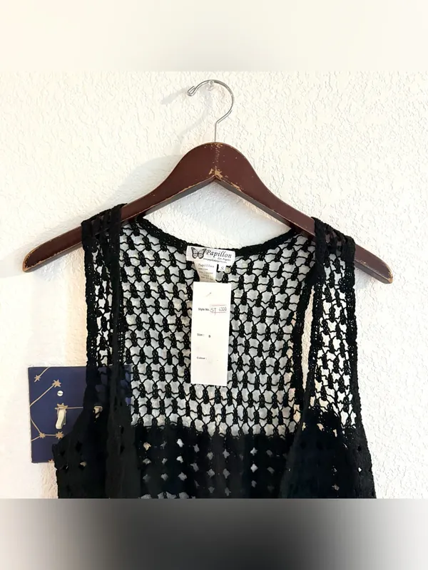NWT Papillon Womens Crochet Lace Vest 100% Cotton Western Boho Size Small - Image 3