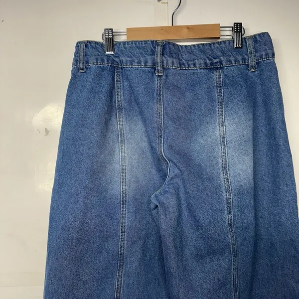 Edikted Women’s Wide Leg Jeans Size L Blue Denim 33x31 High Rise - Image 11
