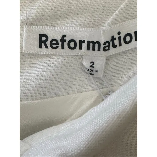 NWT Reformation Skirt White Linen Moya Fully Lined Size 2 - Image 3