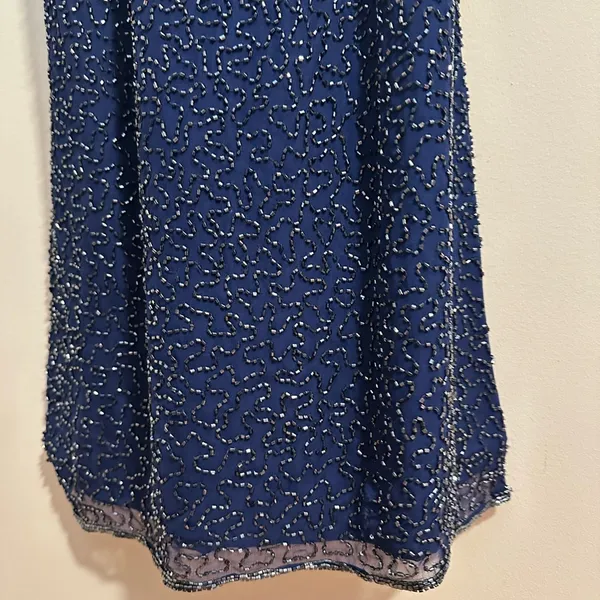 NWT Andretta Donatello SILK vintage beaded embellished navy gown whimisoth - Image 5