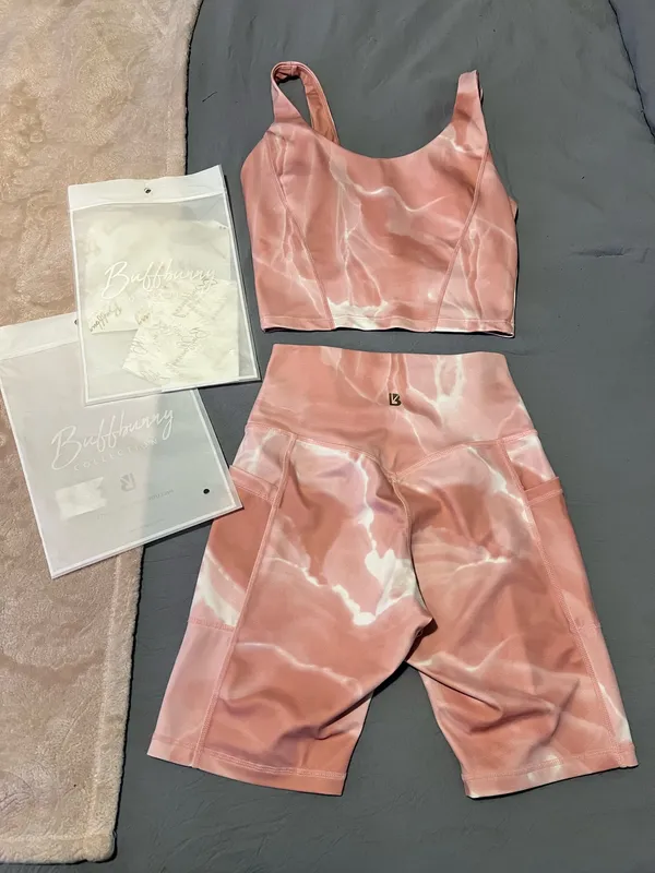 Buffbunny Crystal Crop and BuffBunny Limitless Bike Shorts Rose - Image 4