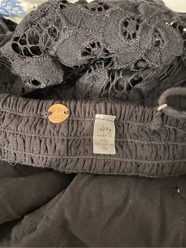 Free People Adella Black Lace Bodysuit Spaghetti Straps X-Large - Image 9